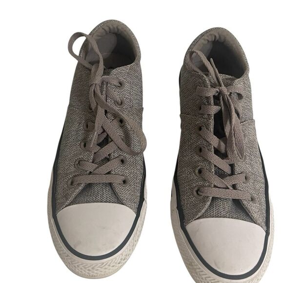 Converse Sneaker Womens 9 All Star Low Top Gray Material Punk Retro 90's Grunge - Picture 2 of 14